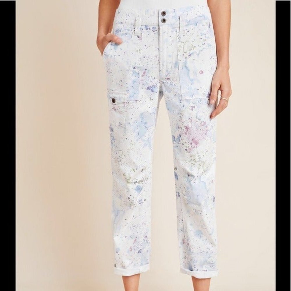 Anthropologie The Wanderer Watercolor Cargo Pants - Size 28
